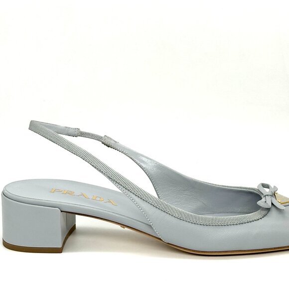 Prada Light Gray Slingback Sandals - Picture 10 of 16